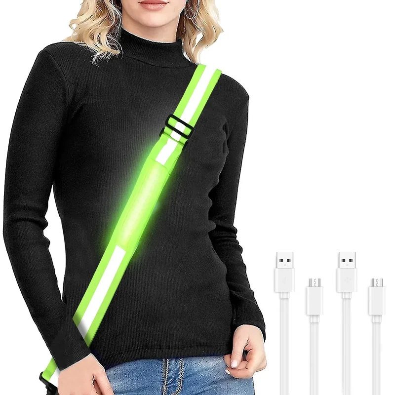 Reflektoren Gürtel für Joggen, Verstellbar LED Wiederaufladbare USB Lauflicht,Hochsichtbare Nacht Sicherheitslicht Laufgürtel,Lauflicht Joggen mit Reflektoren Gürtel für Laufen Running Outdoor Sports