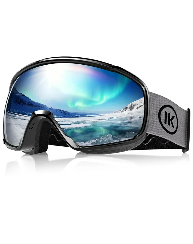 Innerking Skibrille OTG, Anti-Beschlag & UV400, Über-Korrekturbrille mit Doppelglas, für Herren/Damen/Teenager, Ski & Snowboard (A1 – Schwarz/Silber (VLT 11%))
