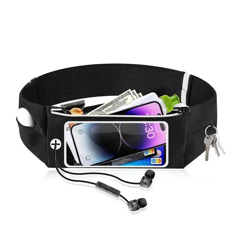 Razobws Laufgürtel Handy, Handytasche Joggen mit Verstellbarem Gummiband Running Belt für Laufen Sport Fitness Laufgurt Joggen für Handy unter iPhone Samsung mit 6,8 Zoll Touchscree