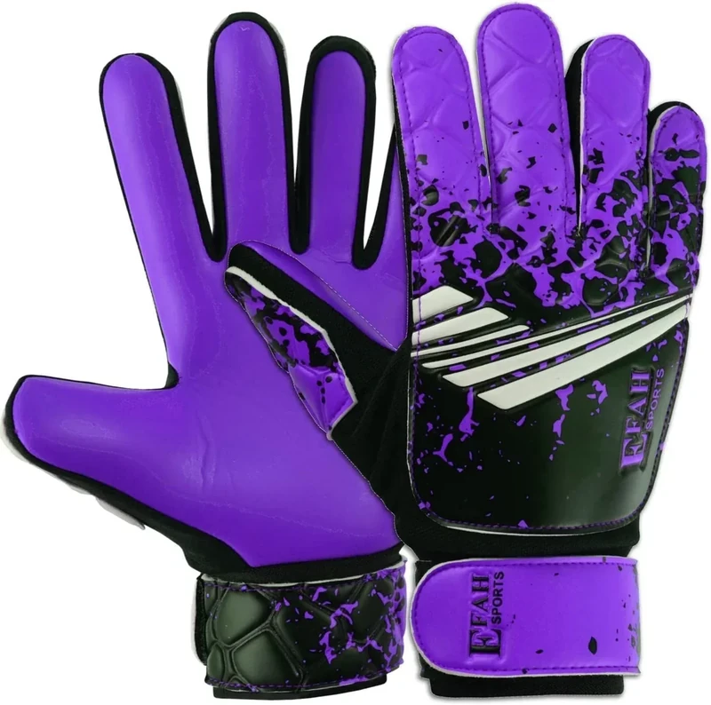 EFAH SPORTS Fußball-Torwarthandschuhe für Jungen, Kinder, Jugendliche, Fußball-Torwarthandschuhe mit super griffigen Handflächen (Purple, Size 5 Suitable for 9 to 12 Years Old)