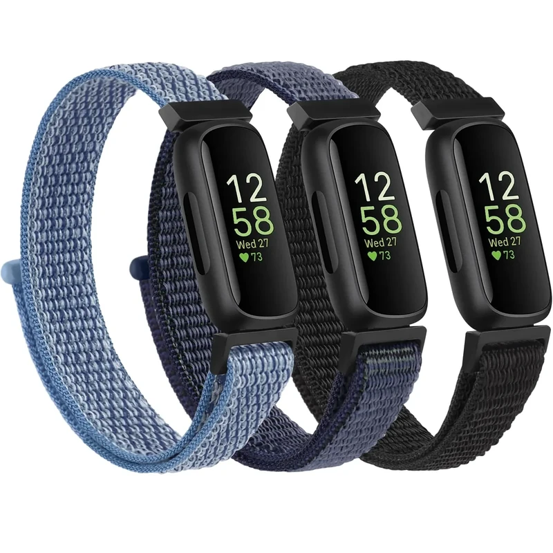 YLK 3 Stück Armband für Fitbit Inspire 3 Armband für Damen Herren, Weiches Nylon Armbänder, Verstellbares Sport Ersatzband für Fitbit Inspire 3 Uhrenarmband