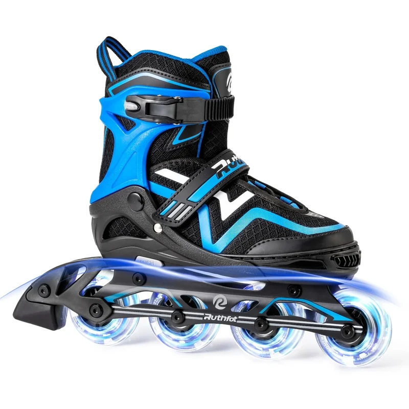 Ruthfot Verstellbare Inline Skates für Kinder Jungen und Mädchen, Leucht-Skates für Kinder von 6-12 Jahren Outdoor-Leuchtpatinen für Frauen und Männer