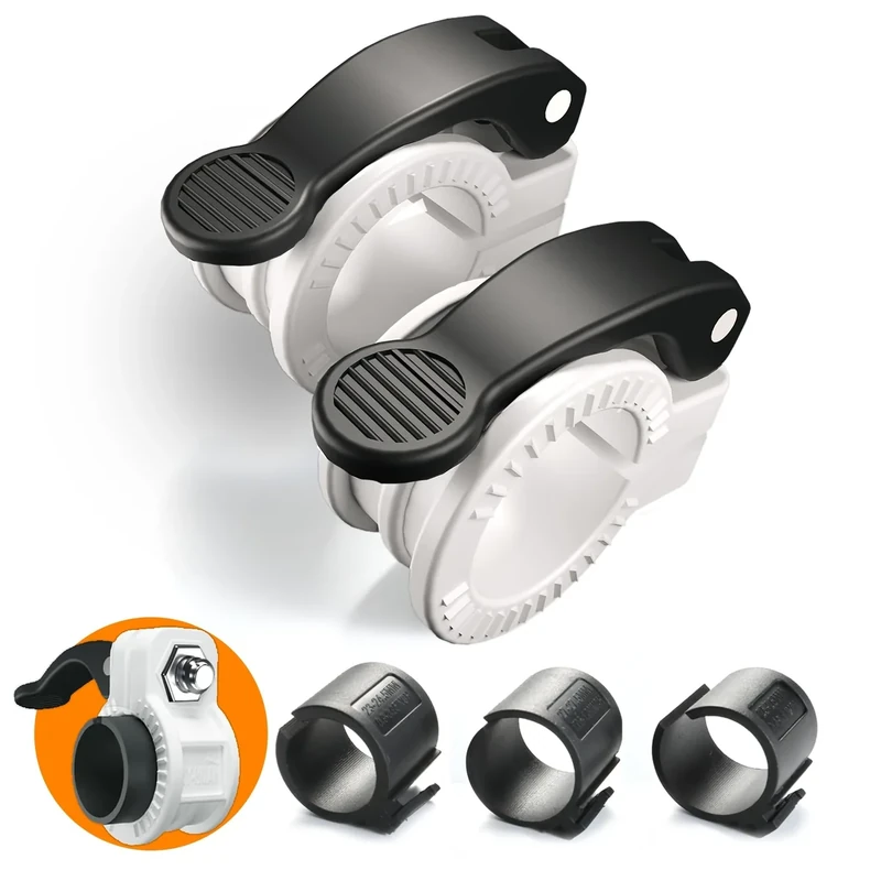 ZY-HUAN Mini Langhantel-Klemmen, Einstellbare Größe Hantel Verschluss 30mm 28mm 25mm 23mm Schnellspanner-Gewicht-Clips,schnellverschlüsse hantelstange für Crossfit, Profi-Training (Weiß+Schwarz)