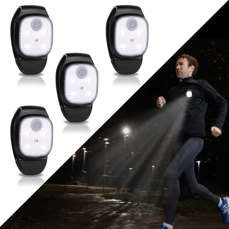 Yuragim LED Clip Lampe, 4 Stück Lauflicht LED Stirnlampe Wiederaufladbar Clip Lampe Wasserdicht Kopflampe Kleinstirnlampe Sicherheitslicht Laufzubehör für Joggen Klettern Läufer Angeln Camping Wandern