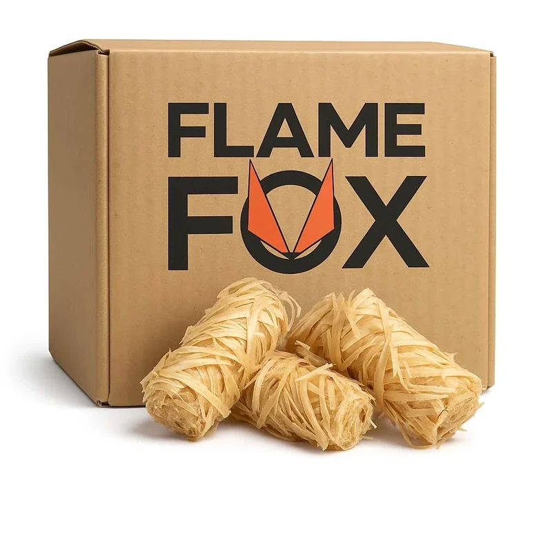 Flame Fox Anzündwolle XXL 5kg aus Öko-Holzwolle & Wachs I Kaminanzünder & Grillanzünder für Kamin, Ofen & Feuerschale I Natürlich, zuverlässig, Lange Brenndauer - 3kg, 5kg oder 10kg Karton