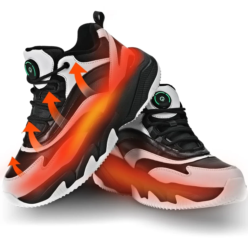 Beheizbare Schuhe mit USB-Aufladung, Beheizbare Sneaker Herren Damen Fußwärmer Elektrisch mit 3 Temperatureinstellungen,Heated Turnschuhe für Winterreisen und Bergsteigen (Grau, 39EU)