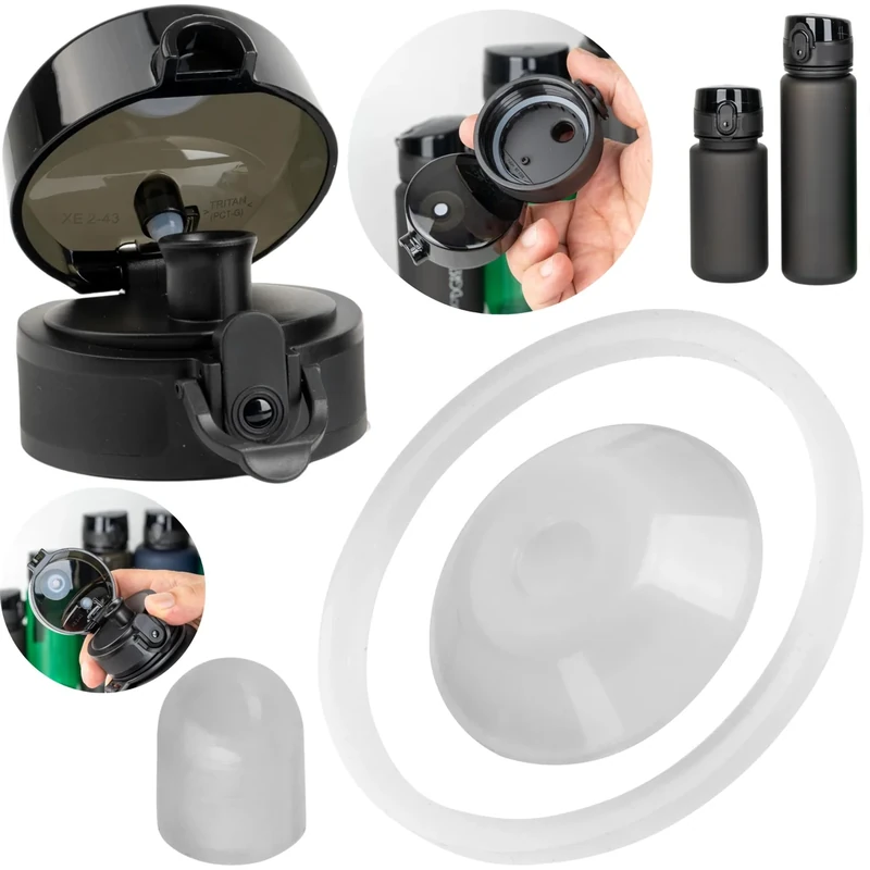 Ersatz Dichtringe Set, 1 Set, kompatibel mit 720°DGREE uberBottle, Super Sparrow, uvm., für Trinkflaschen bis 500 ml Füllvolumen, Silikondichtungen für Wasserflasche Schraubverschluss und Kappe