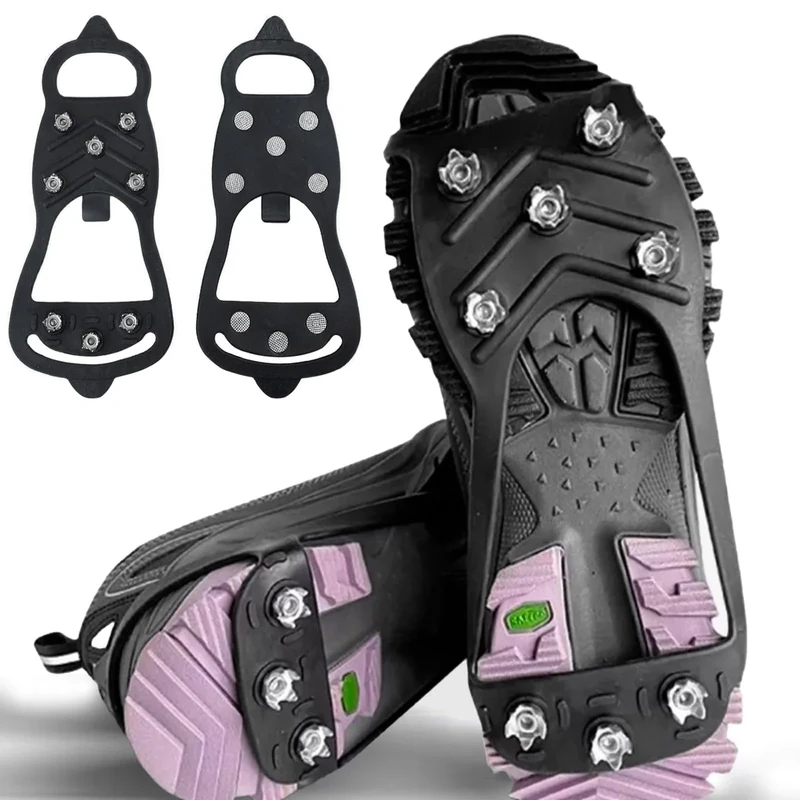 KEELYY Steigeisen, Steigeisen leichte, Spikes Grödel für Schuhe Wanderschuhe Bergschuhe, Anti-Rutsch Schuhspikes für Mann Frau für Walking, Joggen, Klettern und Wandern,L