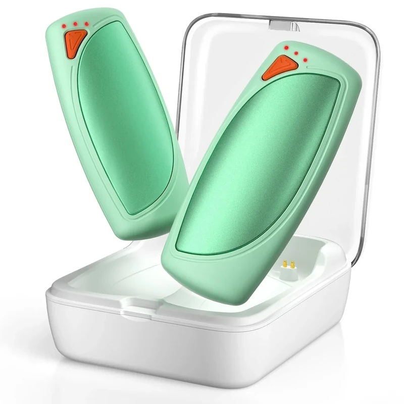 Lepwings Handwärmer Elektrisch 2er-Pack mit Ladecase, 14.000 mAh, Wiederverwendbare Taschenwärmer, Beidseitige Heizfunktion, 3 Heizmodi, USB-Aufladbar, Ideal für Outdoor im Winter