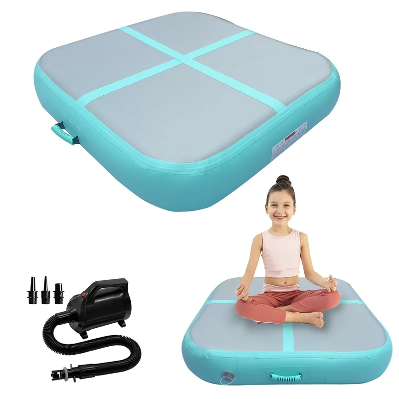 PPXIA Air Block Aufblasbare Gymnastikmatte Turnblock Tumbling Trainings block Trainigsmatte Sportblock Gymnatikblock mit pumpe(100 * 100 * 20cm)