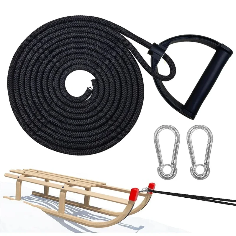 RURIZHONGTIAN Schlittenseil Mit Karabiner,Schlittenleine Mit Griff,Schlitten Seil 4m,Schlitten Zugseil,Schlittenseil Mit Griff,Schnur für Schlitten,Schlittenseil,Ideal zum Ziehen von Schlitten