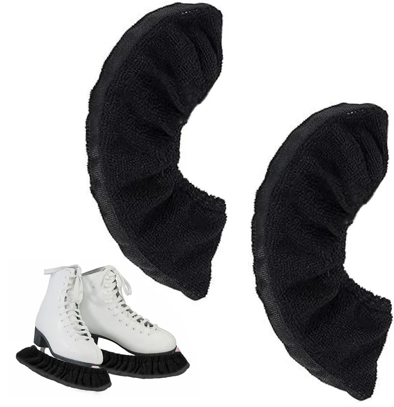 JAMSSOW 1 Paar Kufenschoner Schlittschuhe,Elastische Eiskunstlauf Eishockey,Schlittschuh Schoner,Schlittschuhe Kufenschoner Kufenstrümpfe,Kufenschutz Zubehör für Erwachsene Kinder(Schwarz,ca. 40*7cm)