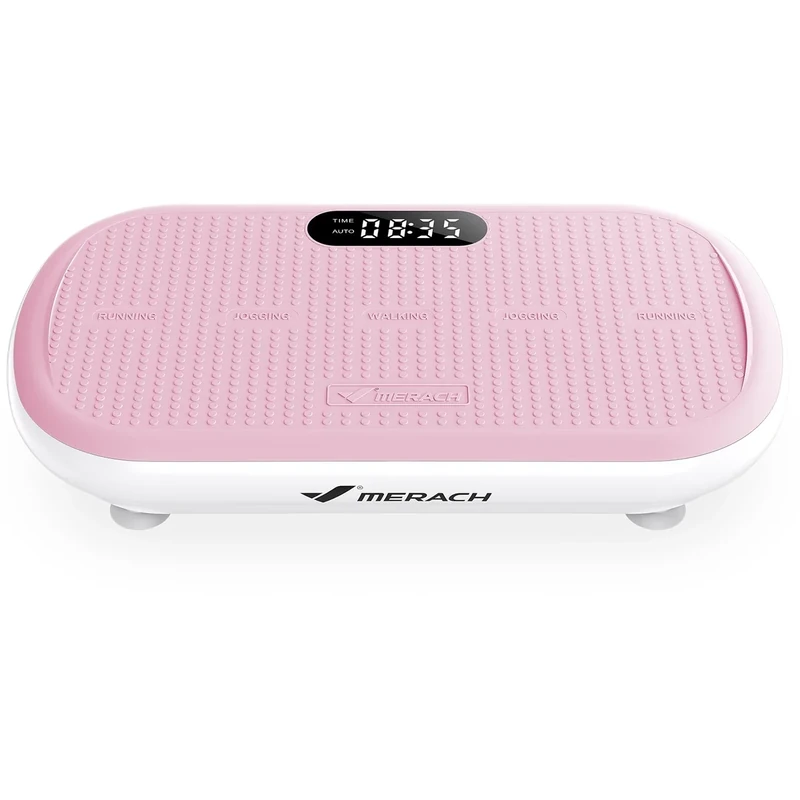 MERACH Leistungsstarke Vibrationsplatte für Workout und Shaping, 13 mm große Amplitude, 200 kg Gewichtskapazität, Silikonpedal, Integrierter Bluetooth-Lautsprecher (Rosa2)