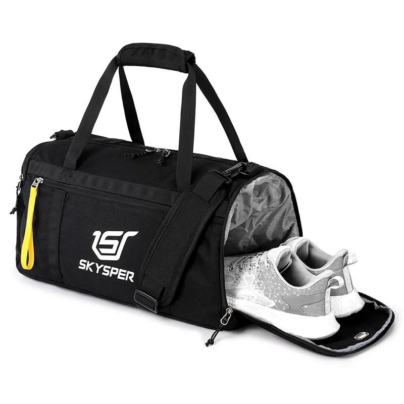 SKYSPER 30L Sporttasche mit Schuhfach & Nassfach, Kleine Reisetasche Herren und Damen, Weekender, Trainingstasche, Gym Bag (Schwarz)