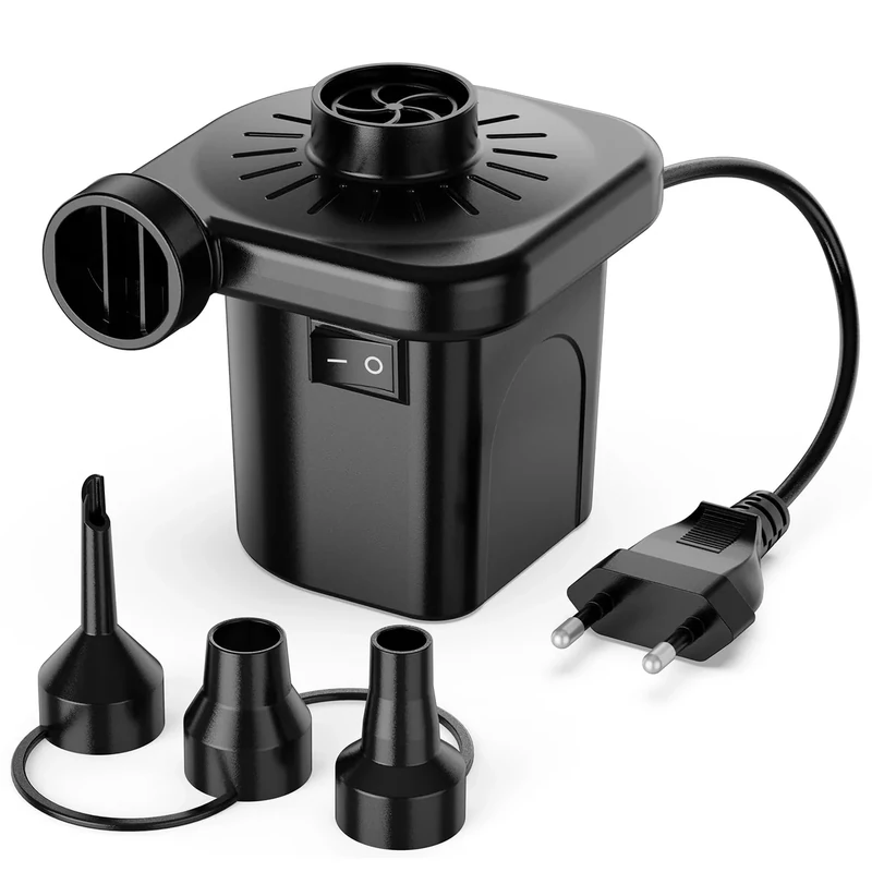 Elektrische Luftpumpe, Luftpumpe luftmatratze mit 3 Luftdüse, 2 in 1 Inflate und Deflate Elektrische Pump für aufblasbare Matratze,Boot,Luftmatratze Pool,Schwimmring