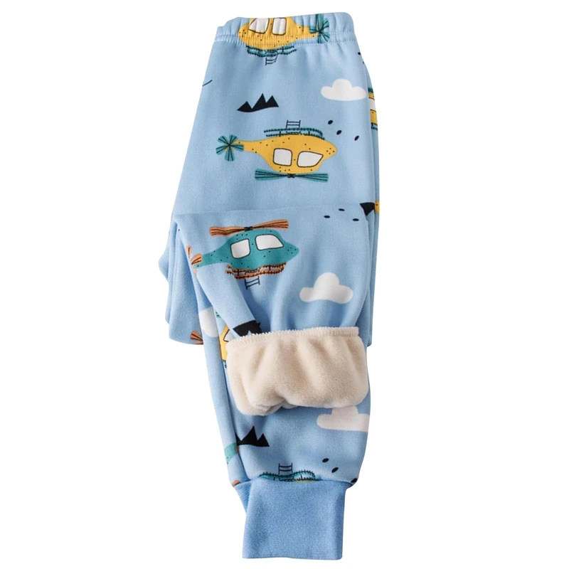 XINYUNZU Kinder Thermohose Gefütterte Hose Winterhose Kuschel Jogginghose Thermo Leggings Elastische Taille Sporthose Warme Hosen für Jungen und Mädchen Hellblau 7 Jahre