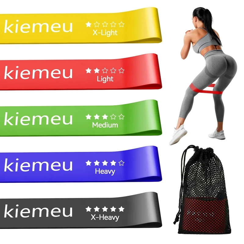 Kiemeu Miniband Fitness Gummiband für Sport, Gymnastikband elastisches Band Trainingsbänder Gummi Fitnessbänder Set, 6 cm verbreiterte Version