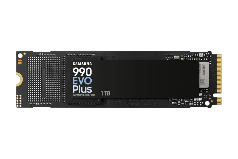 Samsung 990 EVO Plus NVMe M.2 SSD 1 TB, PCIe 4.0 x4 / PCIe 5.0 x2, NVMe 2.0 (2280), 7.150 MB/s Lesen, 6.300 MB/s Schreiben, Interne SSD für Gaming und Grafikbearbeitung, MZ-V9S1T0BW