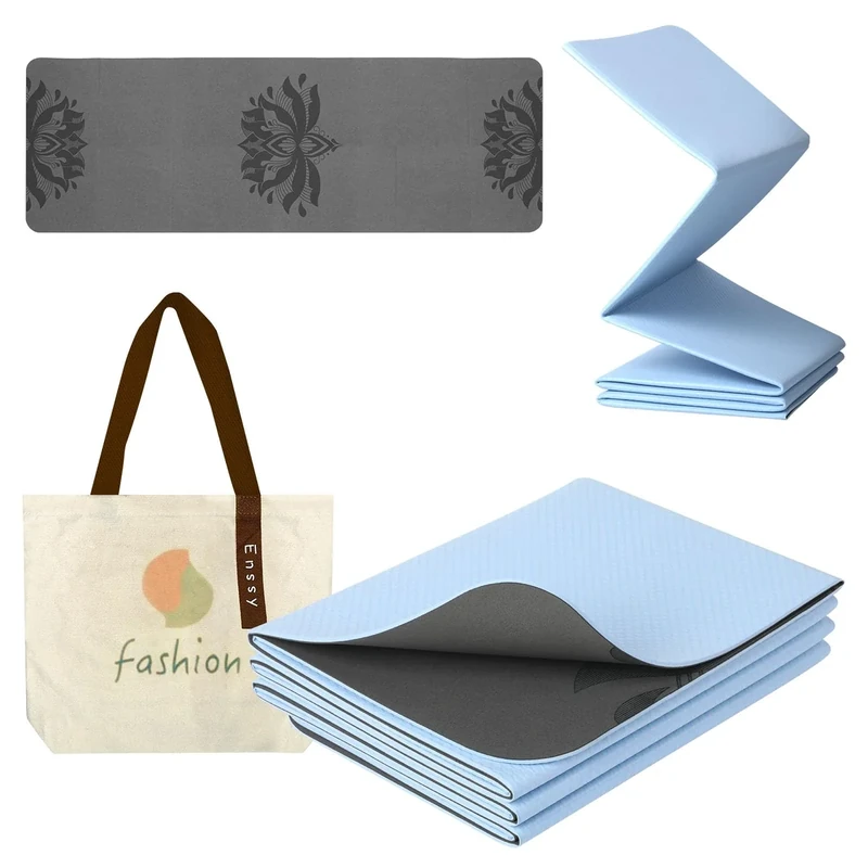 Enssy Reise-Yogamatte, faltbar, klein, 173 x 61cm, mit Tragetasche, leicht, für Pilates - Image 1