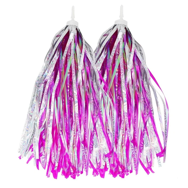 PLATT Lenkerfransen Streamer Bändchen für Kinderfahrrad,Kinder Roller Lenker Streamer Fahrrad Griffe Ribbon,1 Paar (Pink B) - Image 1