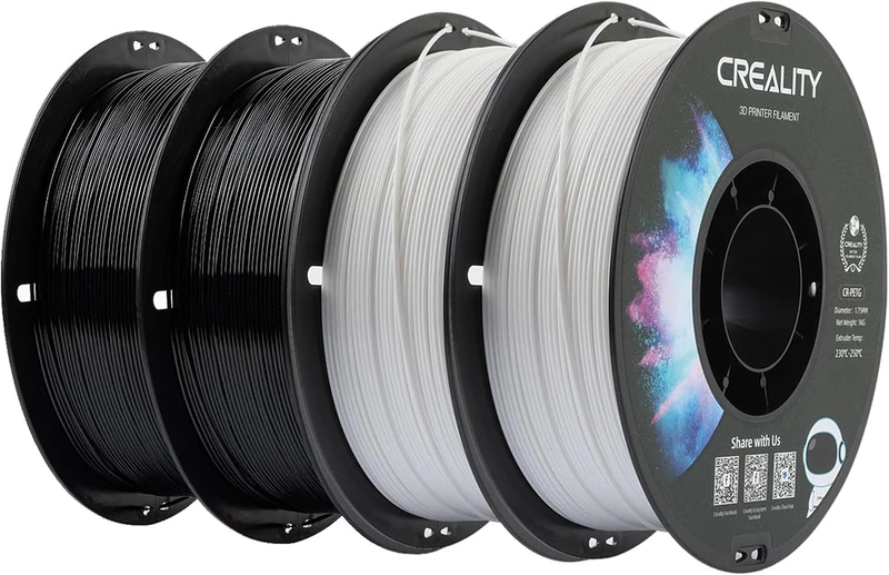Creality CR-PETG Filament 1.75mm 4kg Schwarz Weiß, 3D Drucker Filament PETG, Maßgenauigkeit +/-0,02mm Vakuumverpackung Ordentliche Spule (4 x 1kg Spule, 2 Weiß+2 Schwarz)