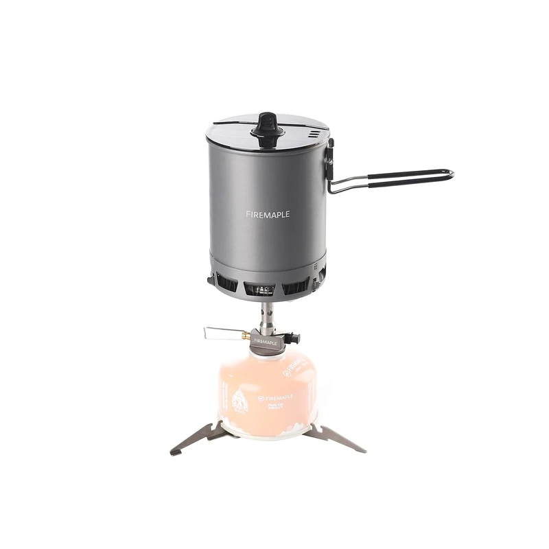 Fire-Maple Petrel 265g Ultraleichtes Camping Kochset mit Aluminiumtopf, Greenpeak Gaskocher und Titan Gaskartuschenständer – Schnellkoch Outdoor Geschirr für Wandern, Trekking, Angeln