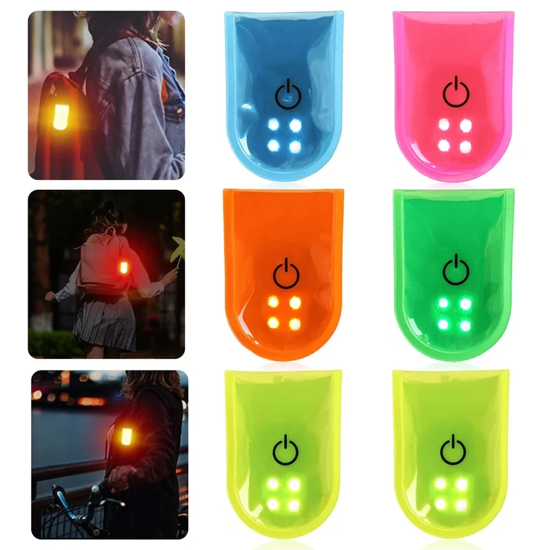 6 Stück Reflektierende LED-Sicherheitslicht, 3 Modi Blinklicht Clip-on, 4 LED Clip für Schulranzen, Lauflicht Kinder Sicherheitslicht (6)