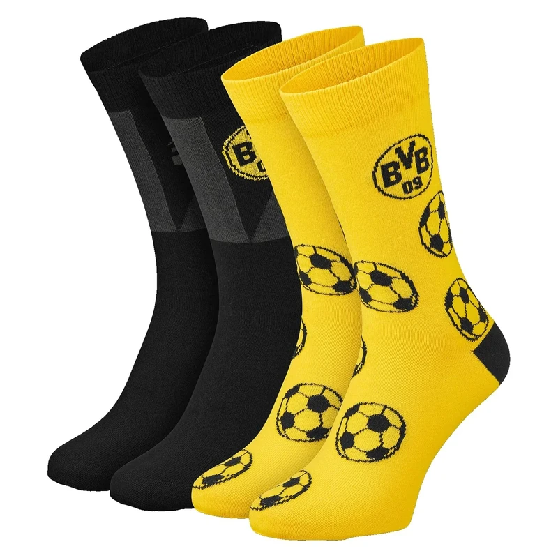 Borussia Dortmund Unisex Bvb Sprüchesocken 2er Pack Socken, Schwarz, 43-46 EU