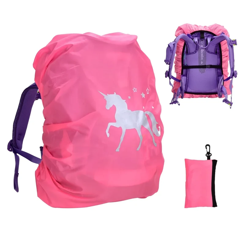 Regenschutz Schulranzen, Wasserdichte Reflektierende Rucksack Regenhülle Schutzhülle mit Schnallenriemen(18-35L), Kompatibel mit ergobag, Scout, Step by Step, McNeill, DerDieDas, Herlitz, coocazoo