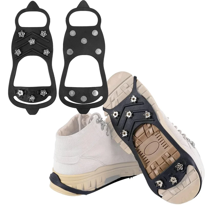 Anti-Rutsch Schuhspikes, Grödel Steigeisen für Bergschuhe mit 8 Zähne, Spikes für Schuhe, Schuhkrallen, Antirutsch Spikes für Wandern, Schnee, EIS, Winter Outdoor, Trekking