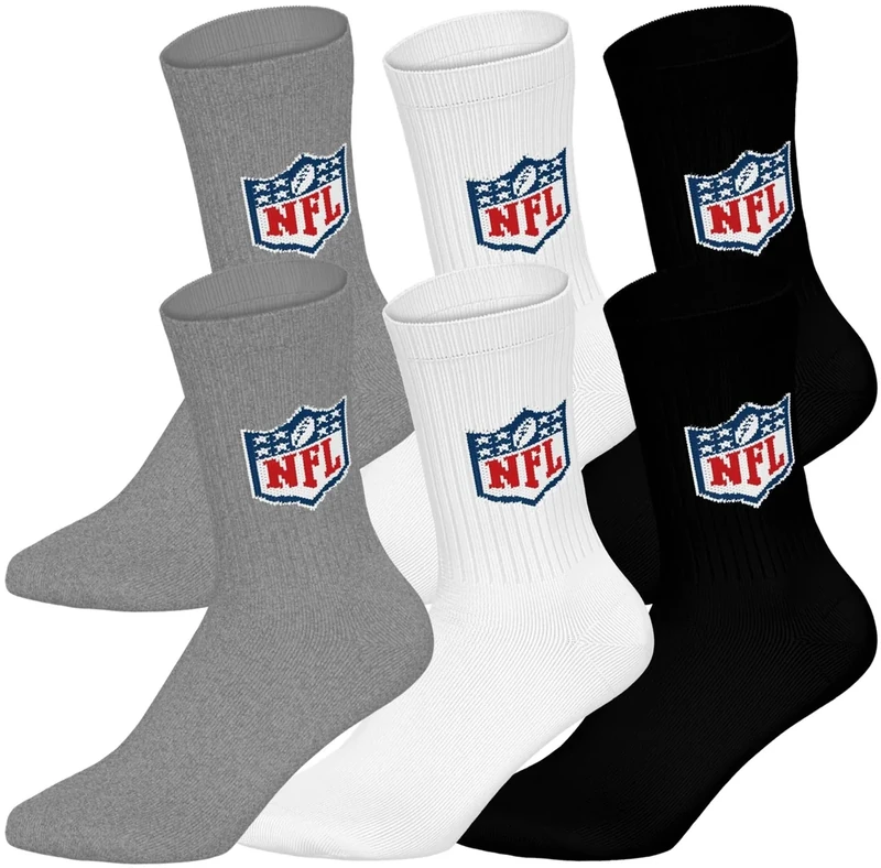 NFL SHIELD 6pk Crew Socks - MGR/WHT/BLK - 35/38