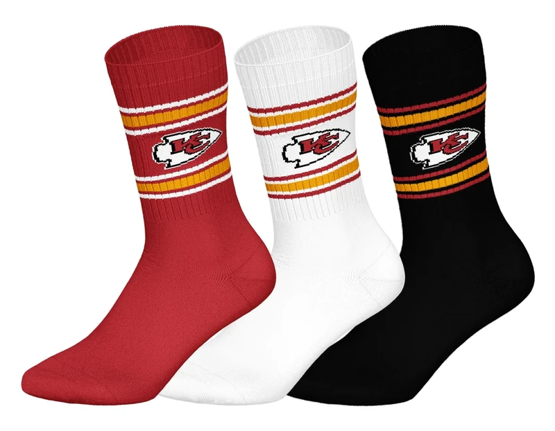 NFL Kansas City Chiefs 3pk Crew Socks - RED/WHT/BLK - 43/46