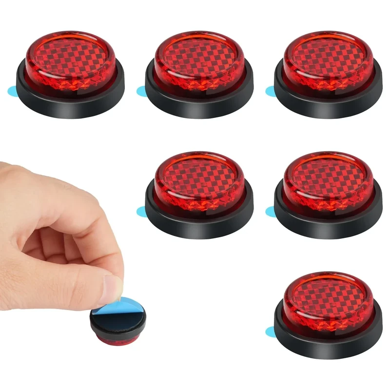 AYBUY Rückstrahler Rund, 6 Stück Reflektor Motorrad 24mm, Motorrad Reflektor, Mini Rund Katzenaugen Rot Selbstklebend