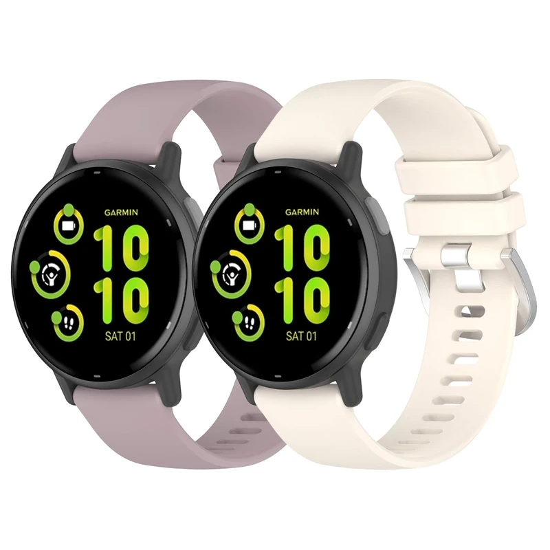 Garmcool 20mm Armband Kompatibel mit Garmin Vivoactive 6/5/3/3 Music Silikon Ersatzarmband Orchidee Elfenbein Damen Herren für Garmin VivoMove Trend/Sport/Style (kein uhr)