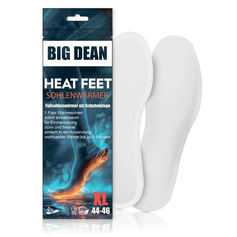 BigDean 5 Paar Fußwärmer – Sohlenwärmer für Schuhgröße 44-46 8h Wärme