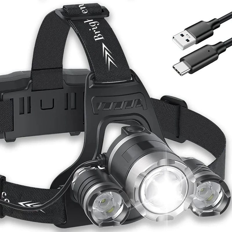 NREDXOON Stirnlampe LED Wiederaufladbar, Extrem Hell 1000 Lumen Kopflampe mit Rotlicht & Sicherheits-Rücklicht, USB C & Power-Anzeige, IPX5 Wasserdicht für Joggen, Camping, Wandern(Schwarz)