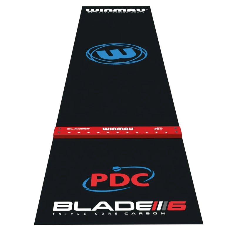 WINMAU Pro Zone Präzision PVC Dartteppich mit Integrierter Erhöhung Abwurflinie/Oche Line - Volle Länge - Elegantes schwarzes Design Dartmatte - Professionelles Dartzubehör
