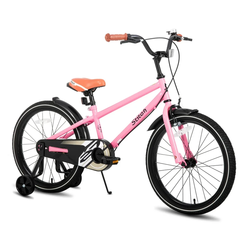 STITCH 20 Zoll Kinderfahrrad für 6-9 Jahre Mädchen & Jungen, 20 Zoll Kinderfahrrad mit Stützrädern,Rosa