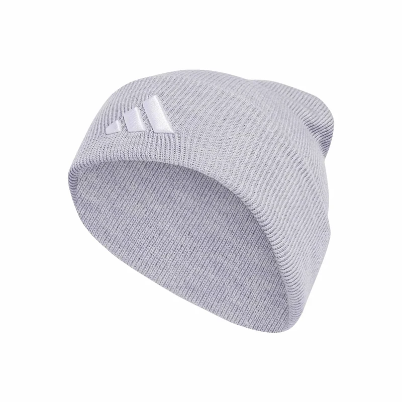 adidas Unisex New Logo Beanie Cuff, Light Grey Heather/White, S