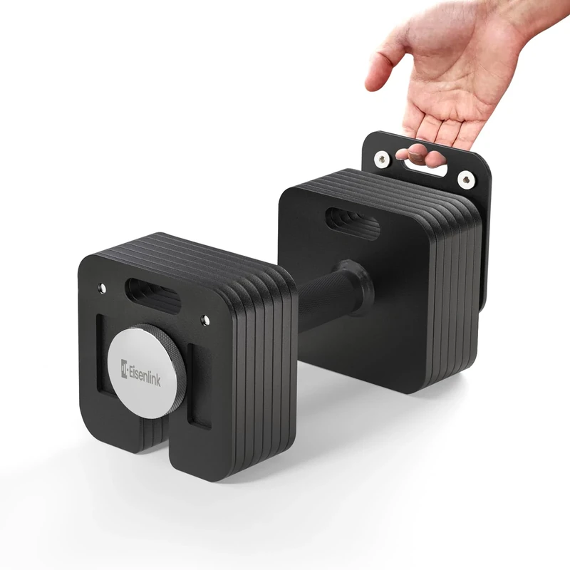 Eisenlink Kurzhantel 16kg (4kg-16kg) - Kompakt Hantel Verstellbar Quadratisch mit Anti-Rutsch-Griff für Training Fitness Zuhause (16kg×1)