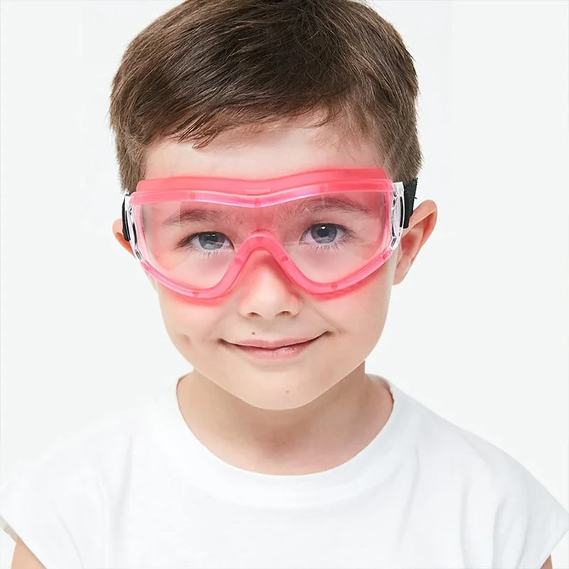 MOVNUOCA Schutzbrille Kinder für Nerf Spielen Stoßfest Gläser Beschlagfrei Verstellbarer Riemen Passform für 5-12 Jahre(1 Pack, Rosa)