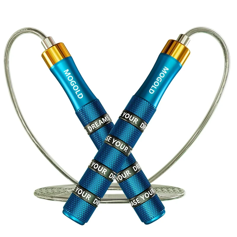 MOGOLD Springseil Fitness- Box Qquipment Skipping Rope Seil für Home Workout - 4 mm dickem speed rope springseile 3 m langem PVC-Stahldrahtseil für Fitness, Crossfit