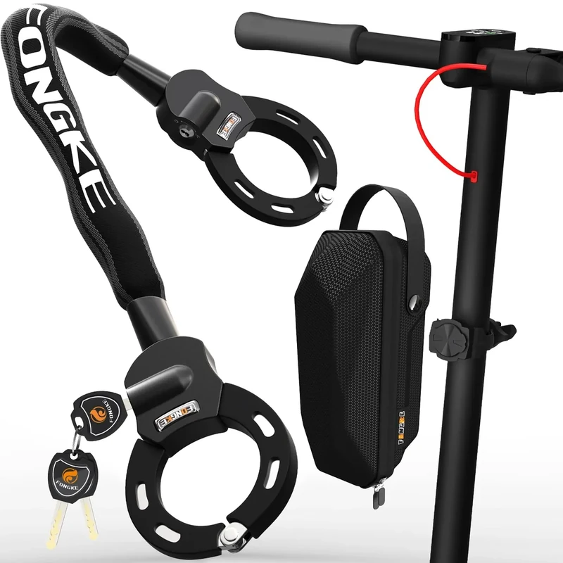 E Scooter Schloss | 8mm Dicke Kettenschloss | Handschellenschloss | Fahrradschloss | Hochsicherheits Schlösser Inklusive Aufbewahrungstasche | Schloss für E Scooter, E-Bike, Motorrad