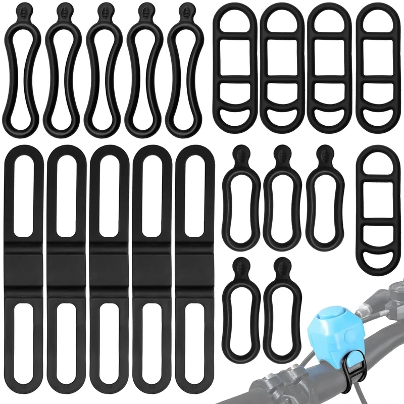 Aerzouser 20 Stück Sigma Rücklicht Gummi，Fahrrad Silikonband，Fahrradlicht Gummi ，Taschenlampe Gummiband Halterung, Geeignet für LED-Leuchten, Fahrradlichter, Taschenlampen usw (20 Stück 4 Stile)