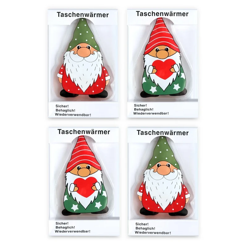 Micasa Sucasa 4X Taschenwärmer Wichtel – Wiederverwendbare Handwärmer in Wichtelform, ideal als kleine Heizung, schnell einsatzbereit, perfekte Geschenkidee für Camping und kalte Wintertage