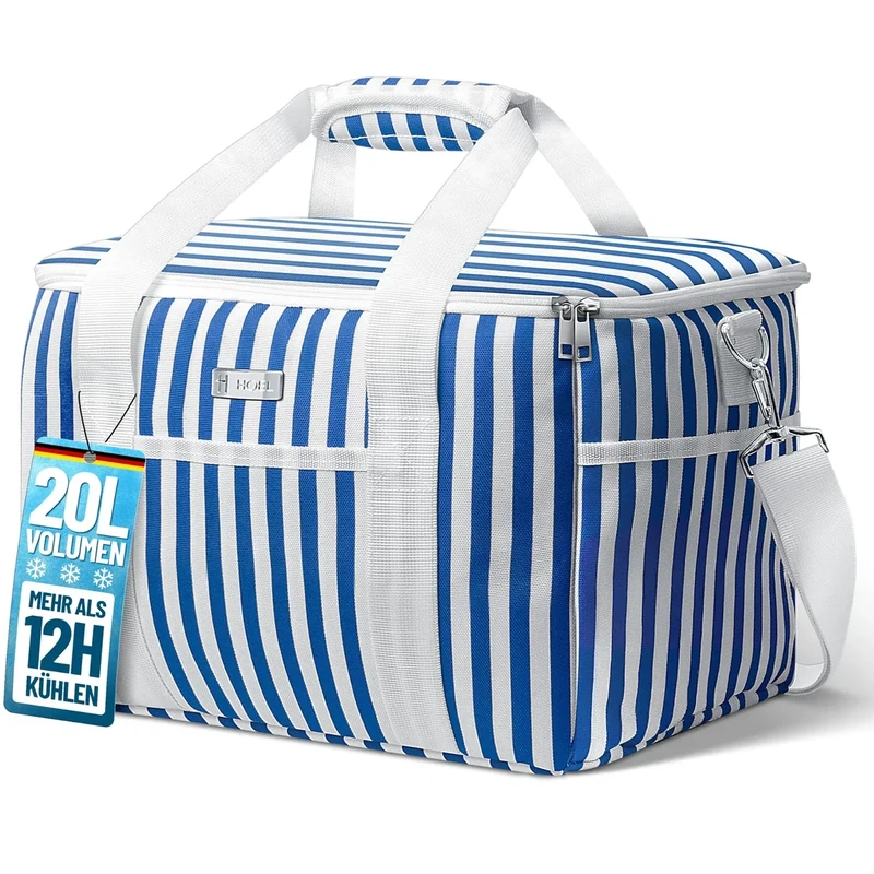 HOEL Kühltasche faltbar 20L - Isolierte Thermotasche - Lunchtasche wasserdicht & auslaufsicher - Isoliertasche für Auto & Einkaufen - Picknicktasche Lunch Bag Lunchbag