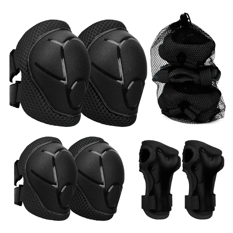 Knieschoner Kinder, 6 in 1 Schoner Inliner Jungen und Mädchen Ellenbogenschützer Set mit Handgelenkschutz für 3-8 Jahre alte Kleinkinder beim Skaten Radfahren und Skateboards (Schwarz)