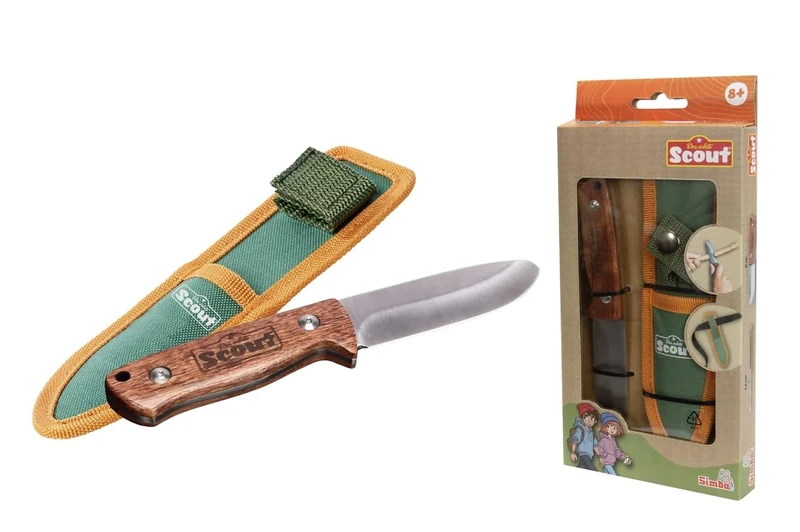 Simba 109452670 - Scout Kinder-Schnitzmesser ab 8 Jahre (17 cm) - Holz-Taschenmesser mit 8 cm Klingenlänge und Abgerundeter Spitze, Forscher- und Entdecker-Spielzeug inkl. Tasche