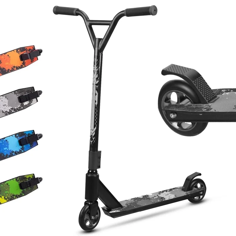 MEE GOO Pro Freestyle Stunt-Scooter ABEC-10 Kugellager, Trick-Scooter aus Leichter Legierung mit Rad aus Aluminiumlegierung, Rahmen bis zu 100 kg für Fortgeschrittene und Anfänger, Skatepark (White)