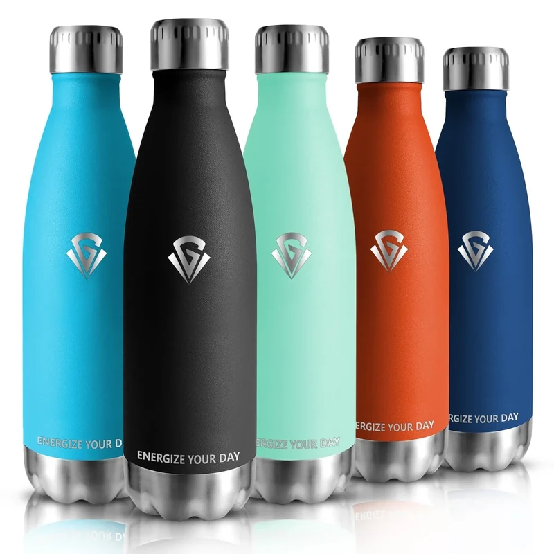 HoneyHolly Trinkflasche Edelstahl Kinder, 500ML BPA-frei, Thermosflasche, Wasserflasche Doppelwandig, Trinkflasche Kohlensäure Geeignet, Thermosflasche Sport für Fitness, Gym, Fahrrad